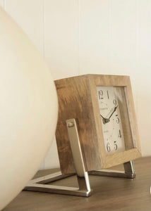 Square Wood Desk Clock - 23cm