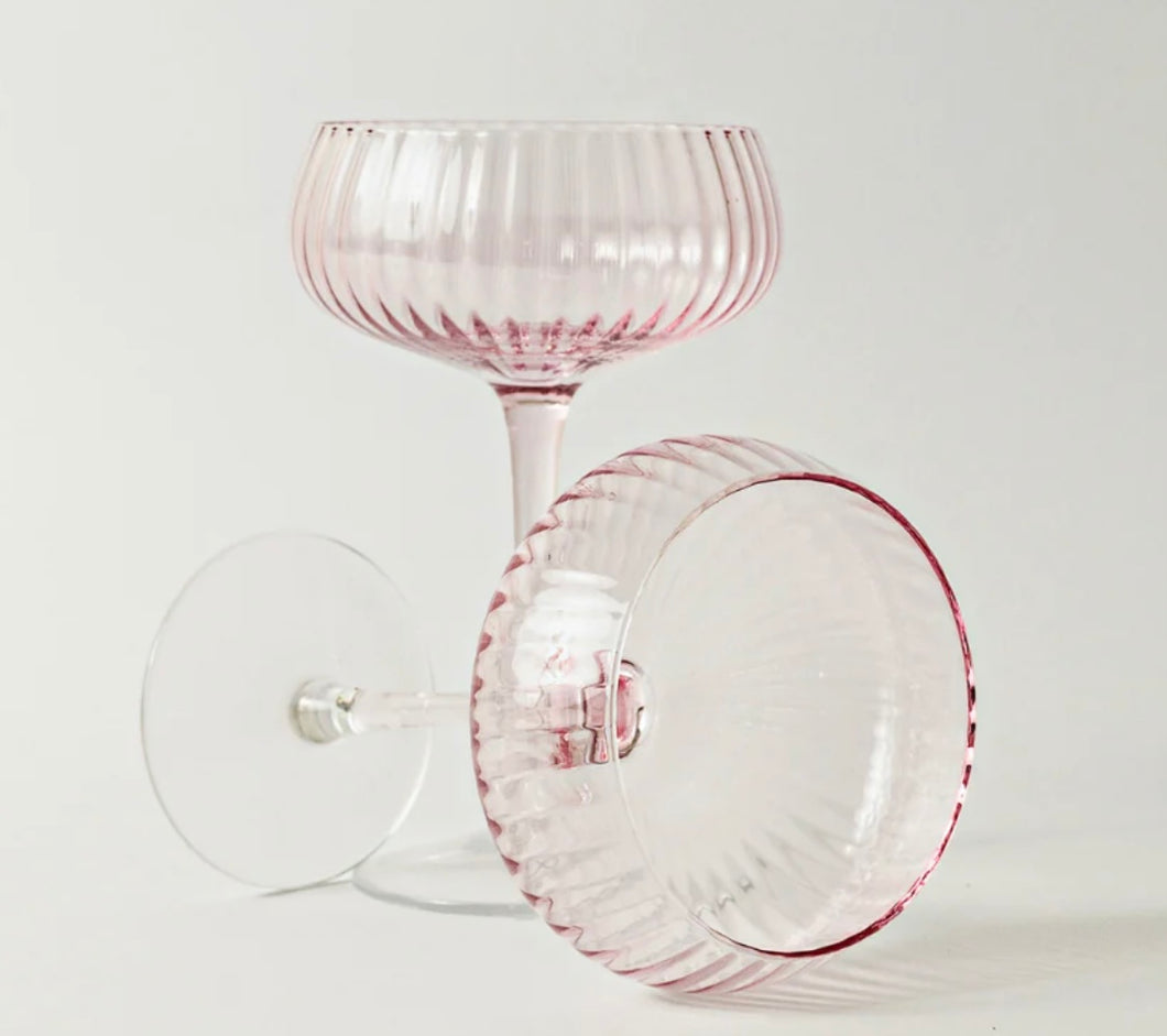 RIBBED CHAMPAGNE COUPE- SET 4 BLUSH