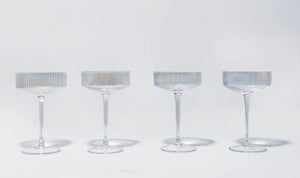 IRIDESCENT RIBBED COCKTAIL GLASSES- SET OF 4