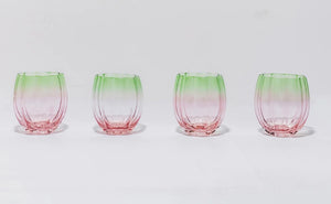 PETAL STEMLESS GLASS- WATERMELON- SET OF 4
