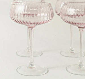 RIBBED CHAMPAGNE COUPE- SET 4 BLUSH