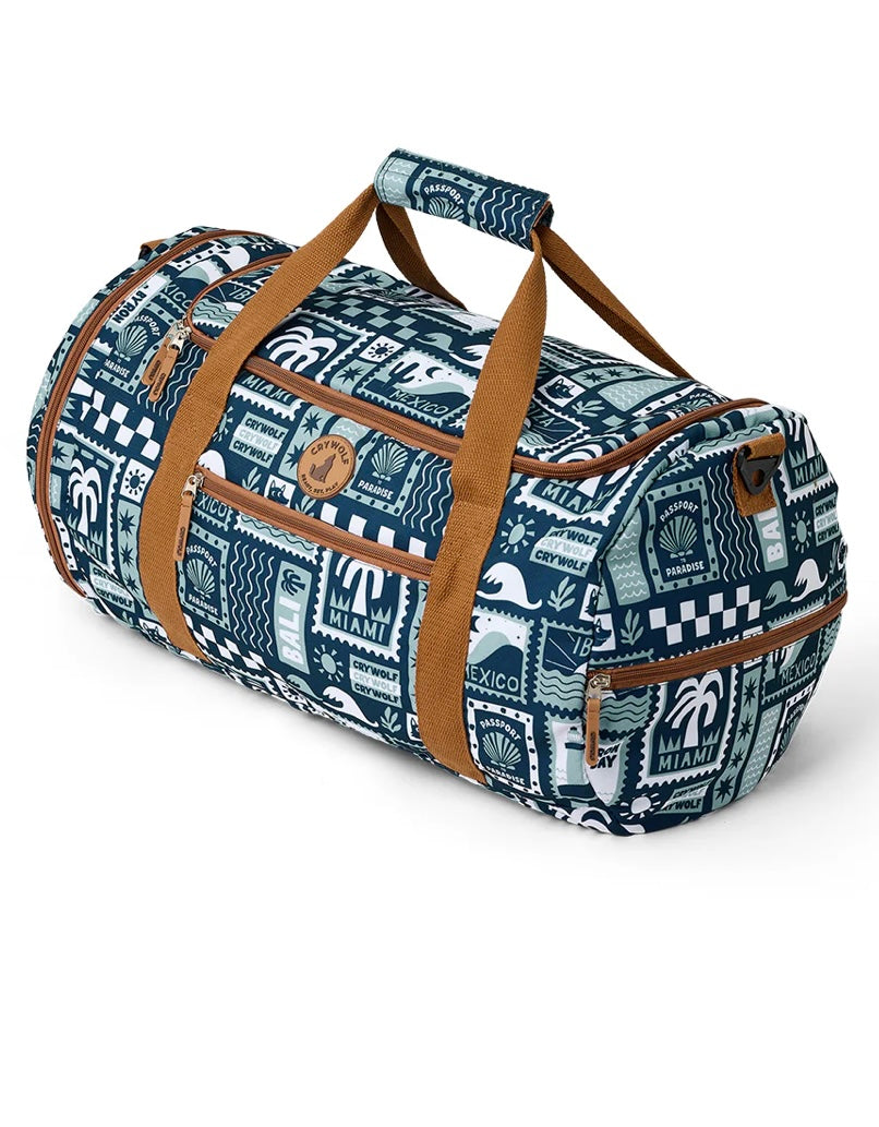 Crywolf PACKABLE DUFFEL BAG Blue Postcards