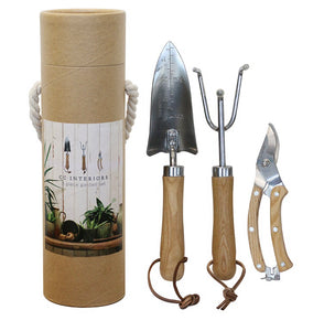 Stainless Steel and Wood Garden Tools - Set of 3