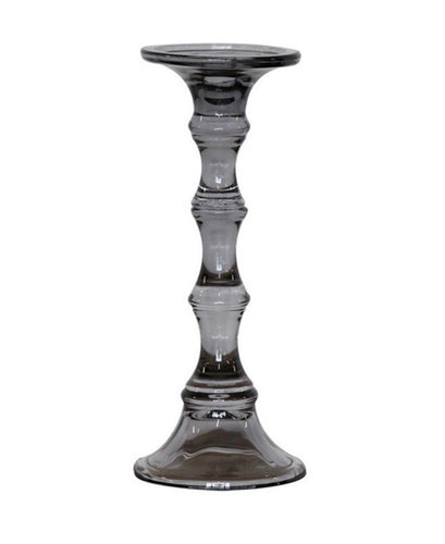 Smoked Glass Candlesticks Set of 2