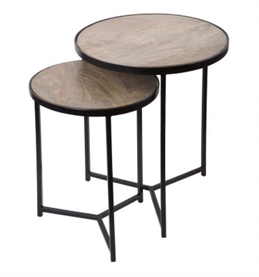 Iron & Wood Nesting Tables Set of 2
