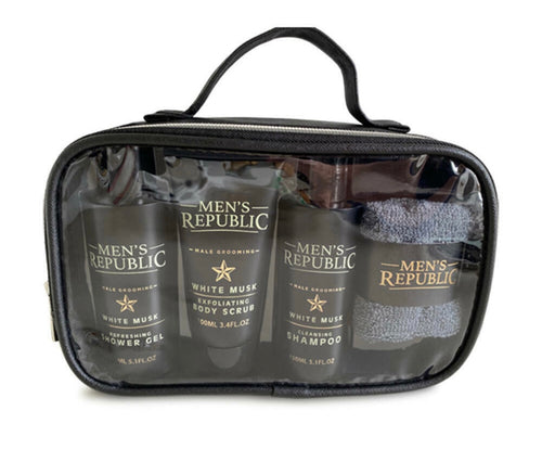 Mens Republic Grooming Kit - 4pc Shower Cleansing in Carry Bag