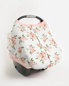 Muslin Car Seat Canopy  - Watercolour Roses