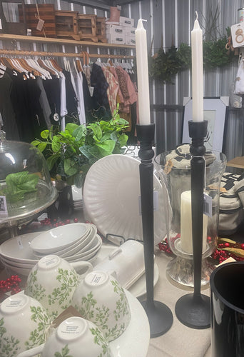 Forged Style Matt Black Candlesticks Set/2