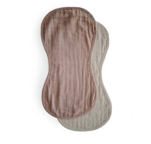 Mushie - Muslin Burp Cloth Organic Cotton 2 Pack - Natural & Fog