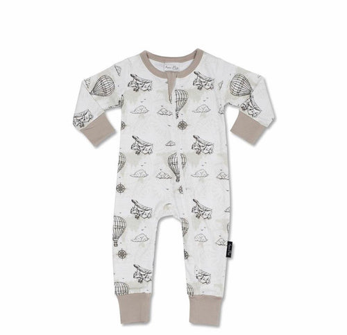 Aster & Oak - Zip Romper - Vintage Map