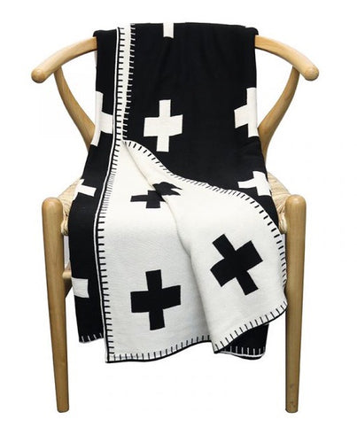 Cotton Cross Throw Black & Natural