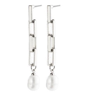 Pilgrim Colomba Earrings - Silver Plated - White