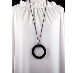 Two Blonde Bobs - Large Black Circle Necklace