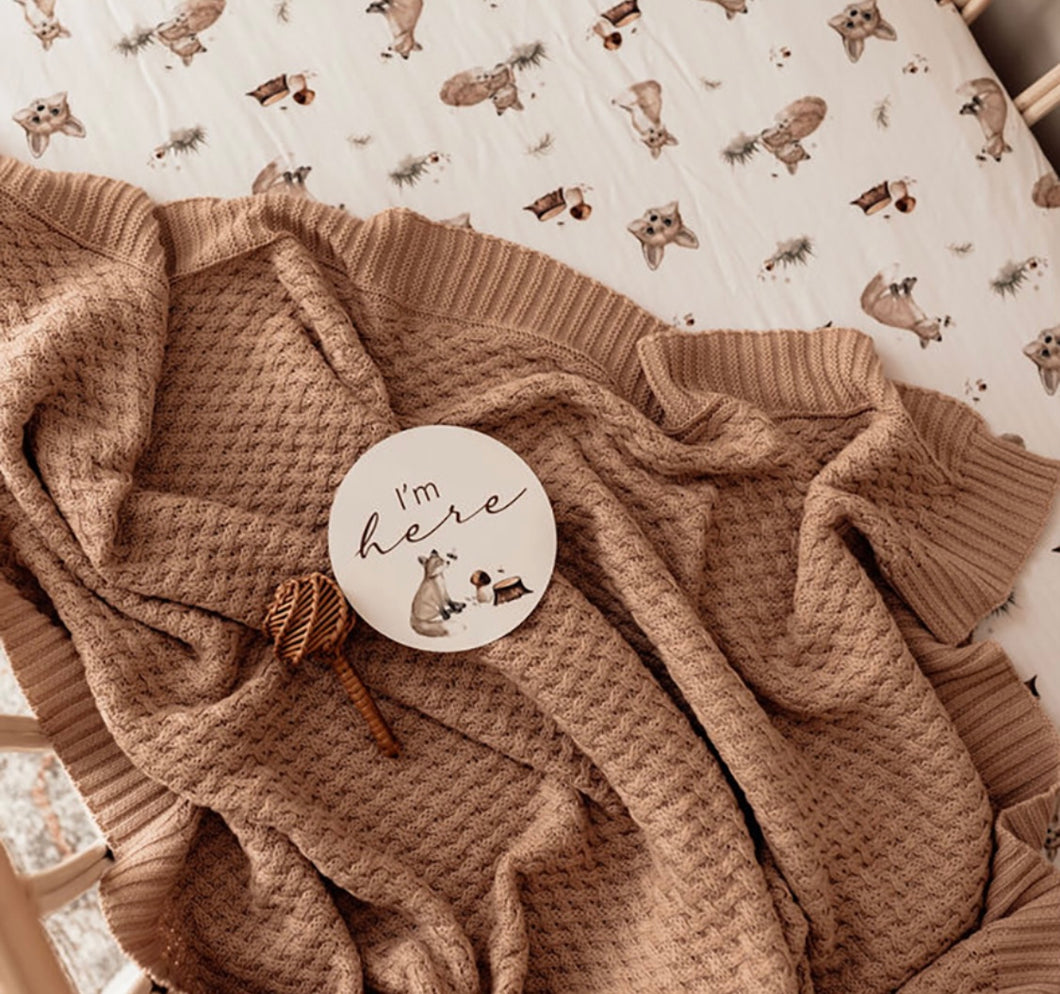 Snuggle Hunny - Hazelnut | Diamond Knit Baby Blanket