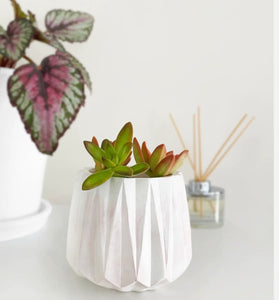 FACETED PLANTER-WHITE