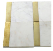 Load image into Gallery viewer, Marble &amp; Asst Brass Detail Coaster - Set 4